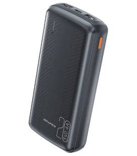 Juoda Išorinė baterija Power Bank 5V/2.4A 20000mAh "Awei P19K"
