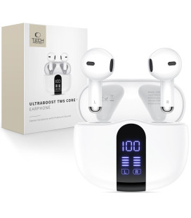 Baltos belaidės ausinės "Tech-Protect Ultraboost TWS Earphones Core G2"
