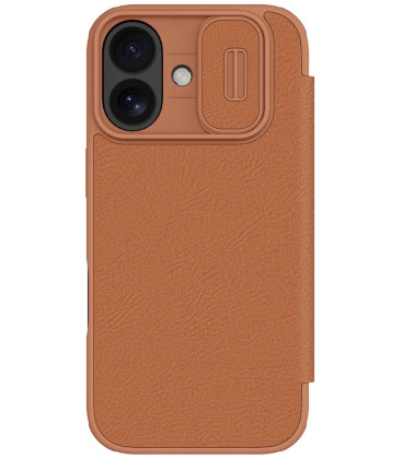 Odinis rudas atverčiamas dėklas Apple iPhone 17 telefonui "Nillkin Qin Book Pro" Odinis rudas atverčiamas dėklas Apple iPhone 17 telefonui "Nillkin Qin Book Pro"