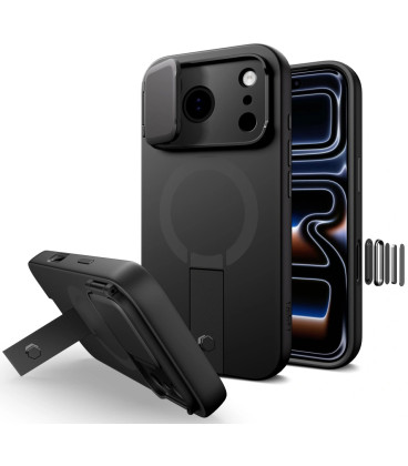 Juodas dėklas Apple iPhone 17 Pro telefonui "Tech-Protect Kevlar Aura Magsafe"