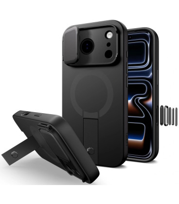 Juodas dėklas Apple iPhone 17 Pro Max telefonui "Tech-Protect Kevlar Aura Magsafe"