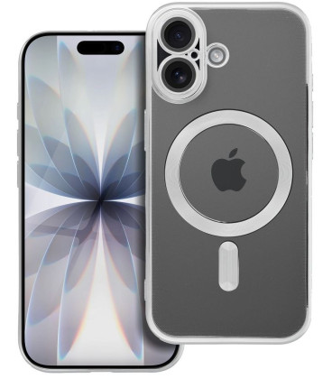 Sidabrinės spalvos / skaidrus dėklas Apple iPhone 17 telefonui "Electro Mag Cover" Sidabrinės spalvos / skaidrus dėklas Apple iPhone 17 telefonui "Electro Mag Cover"