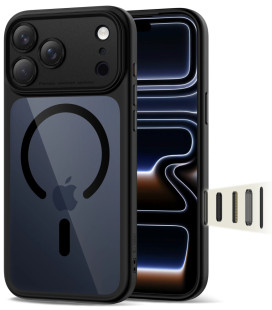 Juodas / skaidrus dėklas Apple iPhone 17 Pro Max telefonui "Tech-Protect MagPeak Magsafe CC"