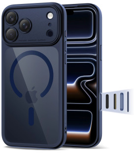 Mėlynas / skaidrus dėklas Apple iPhone 17 Pro Max telefonui "Tech-Protect MagPeak Magsafe CC"