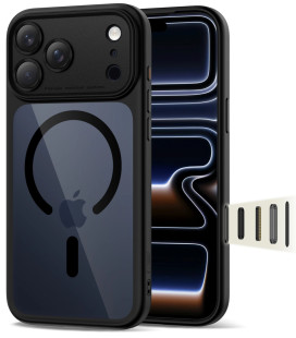 Juodas / skaidrus dėklas Apple iPhone 17 Pro telefonui "Tech-Protect MagPeak Magsafe CC"