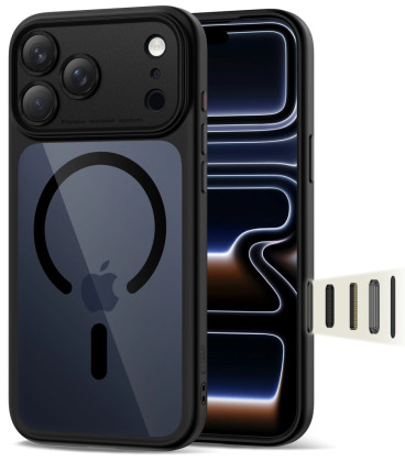 Juodas / skaidrus dėklas Apple iPhone 17 Pro telefonui "Tech-Protect MagPeak Magsafe CC" Juodas / skaidrus dėklas Apple iPhone 17 Pro telefonui "Tech-Protect MagPeak Magsafe CC"