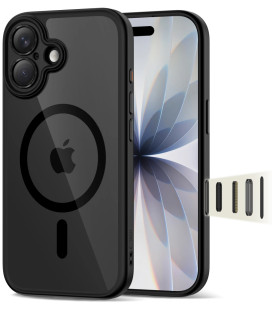 Juodas / skaidrus dėklas Apple iPhone 17 telefonui "Tech-Protect MagPeak Magsafe CC"