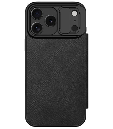 Odinis juodas atverčiamas dėklas Apple iPhone 17 Pro Max telefonui "Nillkin Qin Book Pro"