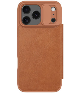 Odinis rudas atverčiamas dėklas Apple iPhone 17 Pro Max telefonui "Nillkin Qin Book Pro"