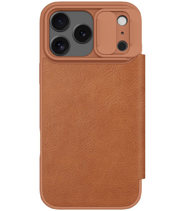 Odinis rudas atverčiamas dėklas Apple iPhone 17 Pro Max telefonui "Nillkin Qin Book Pro"