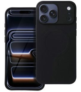 Juodas dėklas Apple iPhone 17 Pro Max telefonui "Silicone Mag Cover BH"