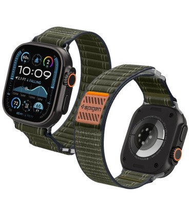 Žalia apyrankė Apple Watch 8 / 9 / 10 / 11 / 12 / SE / Ultra (44 / 45 / 46 / 49 mm) laikrodžiui "Spigen WBF0 Band"