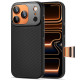 Juodas dėklas Apple iPhone 17 Pro Max / 18 Pro Max telefonui "Tech-Protect Kevlar Aramid Magsafe CC"