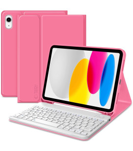 Rožinis atverčiamas dėklas + klaviatūra Apple iPad 10.9” 10 / 2022 / 11” 11 / 2025 planšetei "Tech-Protect SC + Keyboard"