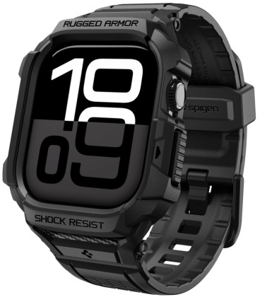 Matinis juodas dėklas - apyrankė Apple Watch 10 / 11 (42mm) laikrodžiui "Spigen Rugged Armor PRO V2" Matinis juodas dėklas - apyrankė Apple Watch 10 / 11 (42mm) laikrodžiui "Spigen Rugged Armor PRO V2"