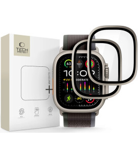 Pilki apsauginiai grūdinti stiklai Apple Watch Ultra 1 / 2 / 3 / 4 (49 mm) laikrodžiui "Tech-Protect Glass Ring 2-Pack"