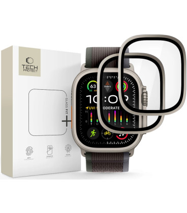 Pilki apsauginiai grūdinti stiklai Apple Watch Ultra 1 / 2 / 3 / 4 (49 mm) laikrodžiui "Tech-Protect Glass Ring 2-Pack"