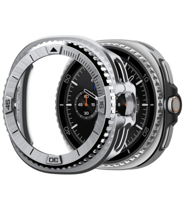 Sidabrinės spalvos rėmelis Samsung Galaxy Watch 8 Classic (46 mm) laikrodžiui "Spigen Bezel Tune Pro Pilot"