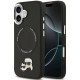 Juodas dėklas Apple iPhone 17 telefonui "Karl Lagerfeld PU Karl and Choupette Heads Pins MagSafe Case"