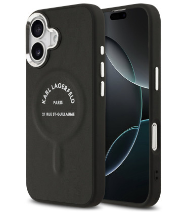 Juodas dėklas Apple iPhone 17 telefonui "Karl Lagerfeld PU RSG Logo MagSafe Case"