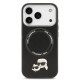 Juodas dėklas Apple iPhone 17 Pro Max telefonui "Karl Lagerfeld PU Karl and Choupette Heads Pins MagSafe Case"