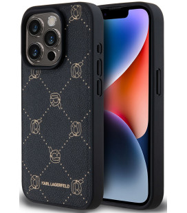 Juodas dėklas Apple iPhone 15 Pro Max telefonui "Karl Lagerfeld PU Karl Heads Pattern MagSafe Case"