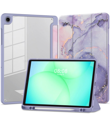 Violetinis atverčiamas dėklas Samsung Galaxy Tab A9 / A11 8.7 planšetei "Tech-Protect SC Pen Hybrid Marble"
