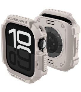 Smėlio spalvos dėklas Apple Watch 10 / 11 (42 mm) laikrodžiui "Spigen Rugged Armor V2"