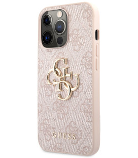 Rožinis dėklas Apple iPhone 13 Pro Max telefonui "Guess PU 4G Metal Logo Case"