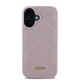 Rožinis dėklas Apple iPhone 16 telefonui "Guess PU Leather Quilted Case"
