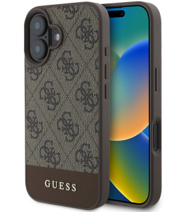 Rudas dėklas Apple iPhone 16 telefonui "Guess PU 4G Stripe Case"