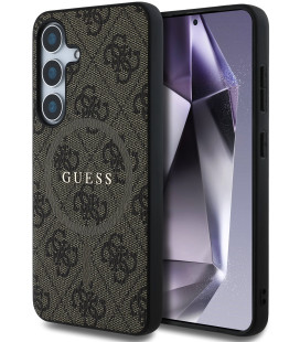 Rudas dėklas Samsung Galaxy S25 telefonui "Guess PU Leather 4G Colored Ring MagSafe Case"
