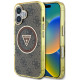 Rudas dėklas Apple iPhone 16 telefonui "Guess IML 4G Glitter and Triangle Logo MagSafe Case"