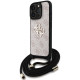 Rožinis dėklas Apple iPhone 16 Pro telefonui "Guess PU 4G Metal Logo Crossbody Strap Case"