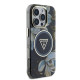 Juodas dėklas Apple iPhone 16 Pro telefonui "Guess IML Glitter Magnolia and Triangle Logo MagSafe Case"