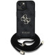 Juodas dėklas Apple iPhone 15 telefonui "Guess PU 4G Metal Logo Crossbody Strap Case"