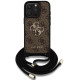 Rudas dėklas Apple iPhone 15 Pro telefonui "Guess PU 4G Metal Logo Crossbody Strap Case"