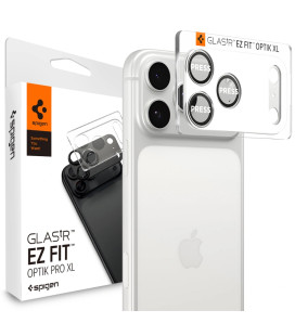 Sidabrinės spalvos kameros apsauga Apple iPhone 17 Pro kamerai "Spigen Optik Pro XL Glas.TR EZ Fit"