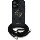 Juodas dėklas Apple iPhone 16 telefonui "Guess PU 4G Metal Logo Crossbody Strap Case"