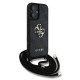 Juodas dėklas Apple iPhone 16 telefonui "Guess PU 4G Metal Logo Crossbody Strap Case"