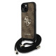 Rudas dėklas Apple iPhone 15 telefonui "Guess PU 4G Metal Logo Crossbody Strap Case"