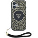 Rudas dėklas Apple iPhone 16 telefonui "Guess IML Leopard Triangle Logo Strap MagSafe Case"