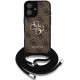Rudas dėklas Apple iPhone 16 telefonui "Guess PU 4G Metal Logo Crossbody Strap Case"