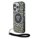 Rudas dėklas Apple iPhone 16 Pro Max telefonui "Guess IML Leopard Triangle Logo Strap MagSafe Case"