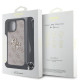 Rožinis dėklas Apple iPhone 15 telefonui "Guess PU 4G Metal Logo Crossbody Strap Case"