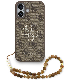 Rudas dėklas Apple iPhone 17 telefonui "Guess PU 4G Metal Logo Strap Case"