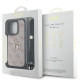 Rožinis dėklas Apple iPhone 15 Pro Max telefonui "Guess PU 4G Metal Logo Crossbody Strap Case"