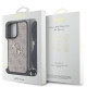 Rožinis dėklas Apple iPhone 16 telefonui "Guess PU 4G Metal Logo Crossbody Strap Case"