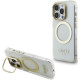 Skaidrus dėklas Apple iPhone 15 Pro telefonui "Guess IML Gold Outline Stand Camera Frame MagSafe Case"