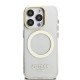 Skaidrus dėklas Apple iPhone 15 Pro Max telefonui "Guess IML Gold Outline Stand Camera Frame MagSafe Case"